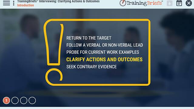 TrainingBriefs® Interviewing: Clarifying Actions & Outcomes